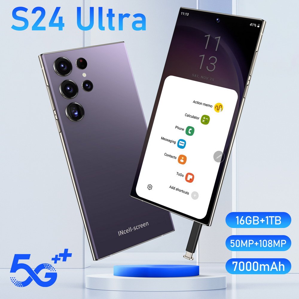 2024 New HD Cheap Price Hot Selling 5G Smart Phone Built-in S Pen Facial Recognition Fingerprints Unlocking Mobile Phone